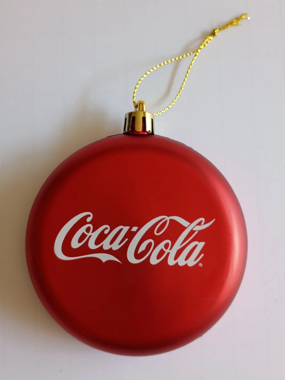 Coca Cola Disc Ornament With Classic Logo Christmas Holiday Coke